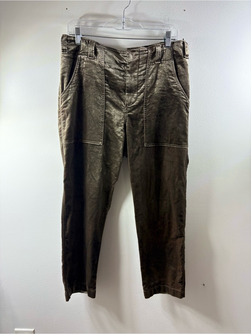 Brunello Cucinelli Metallic Velvet Utility Pants IT 42 US 6 Brown Bronze Cropped